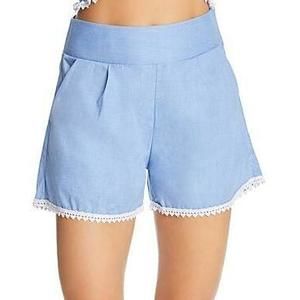 MSRP $68 Peixoto Copacabana High-Waist Swim Cover-Up Shorts Blue Size MEDIUM